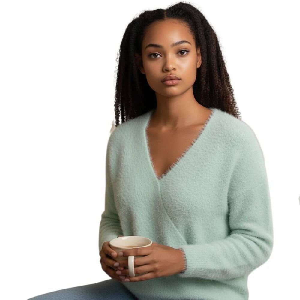 A NEW DAY SOFT MINT GREEN V-NECK SWEATER SZ.M EUC.